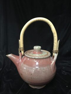Teapot - Copper red glaze on red clay body, cane handle