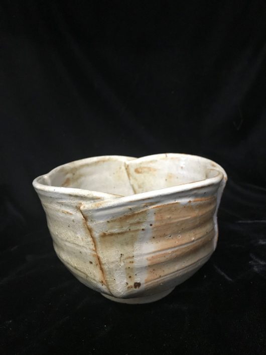 Bowl - 4 cuts and joined with Shino glaze
