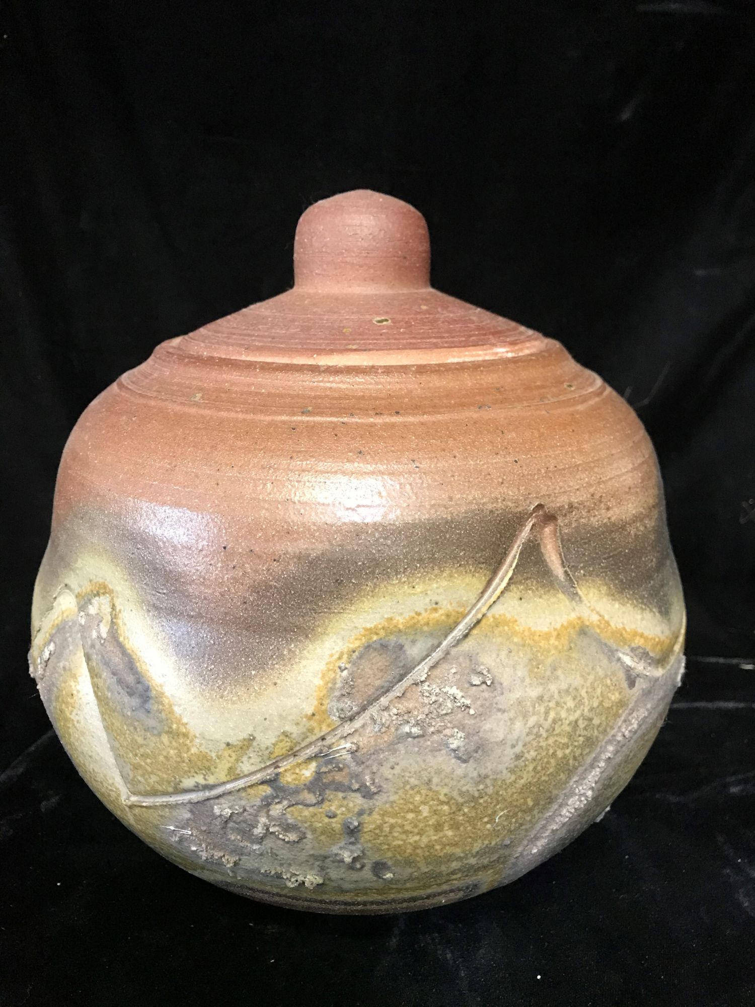 Jar - Saggar fired with abalone shells 