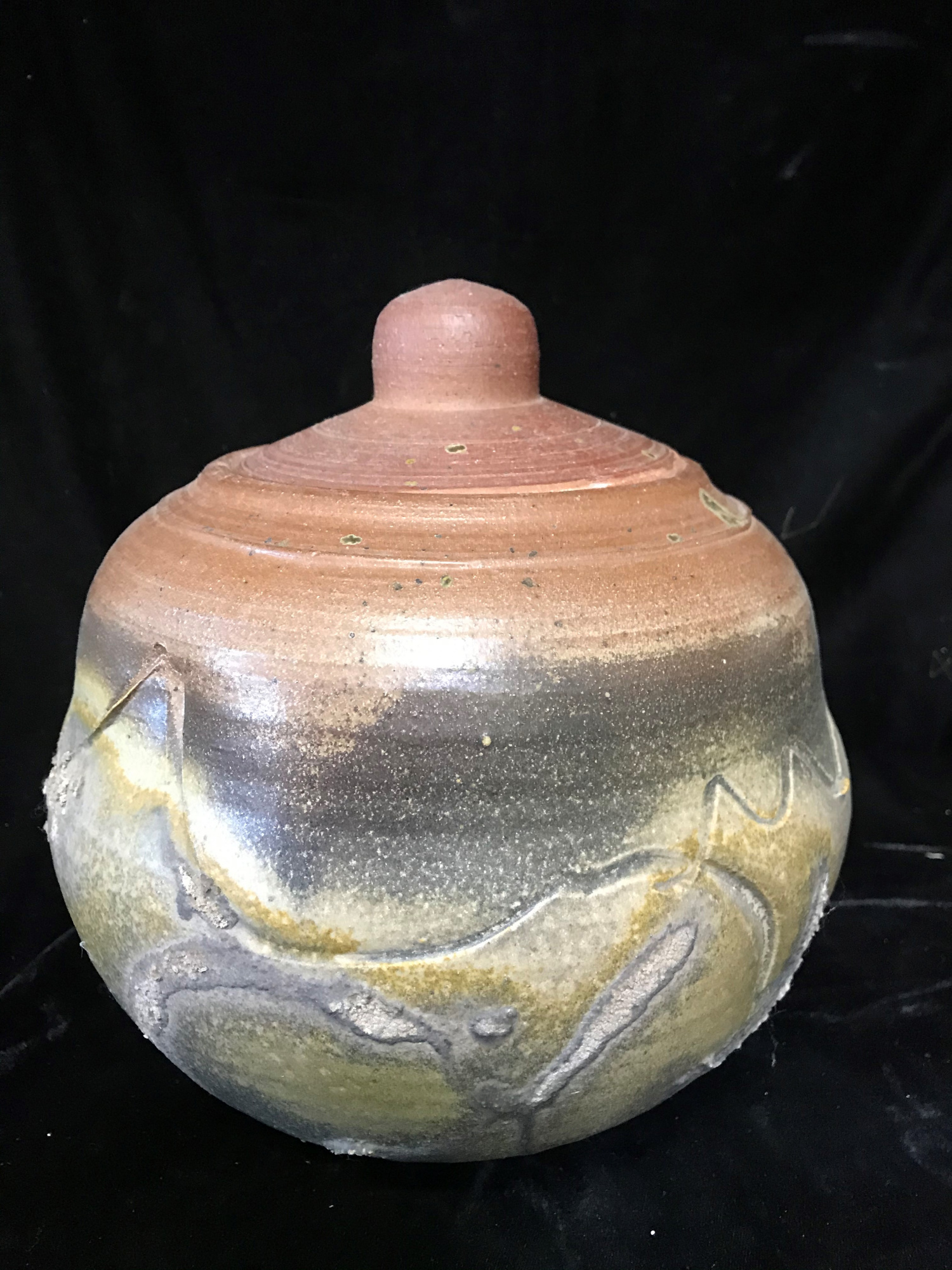 Jar - Saggar fired with abalone shells 