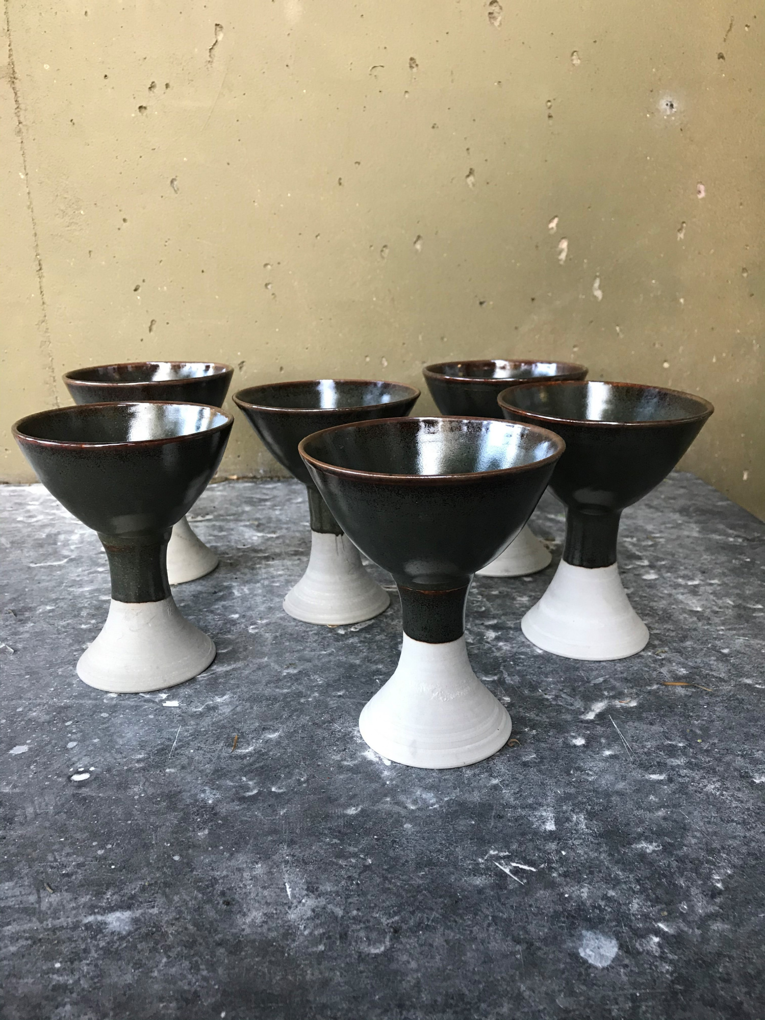 6 Goblets - Tenmoku glaze